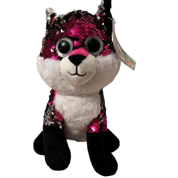 Plush Paradise Sequin Plush Pink Silver Fox Stuffed Animal Color Change NWT - Picture 6 of 6